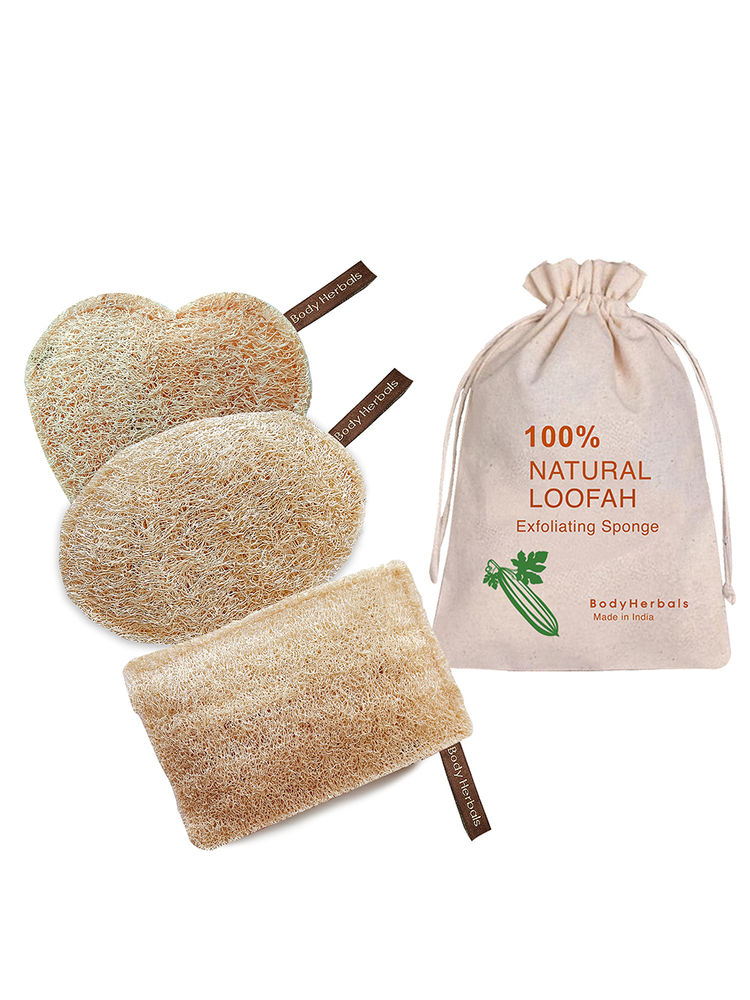BodyHerbals Natural Sun Dried Rectangular, Oval & Heart Bath Loofah - Pack of 3-image-35