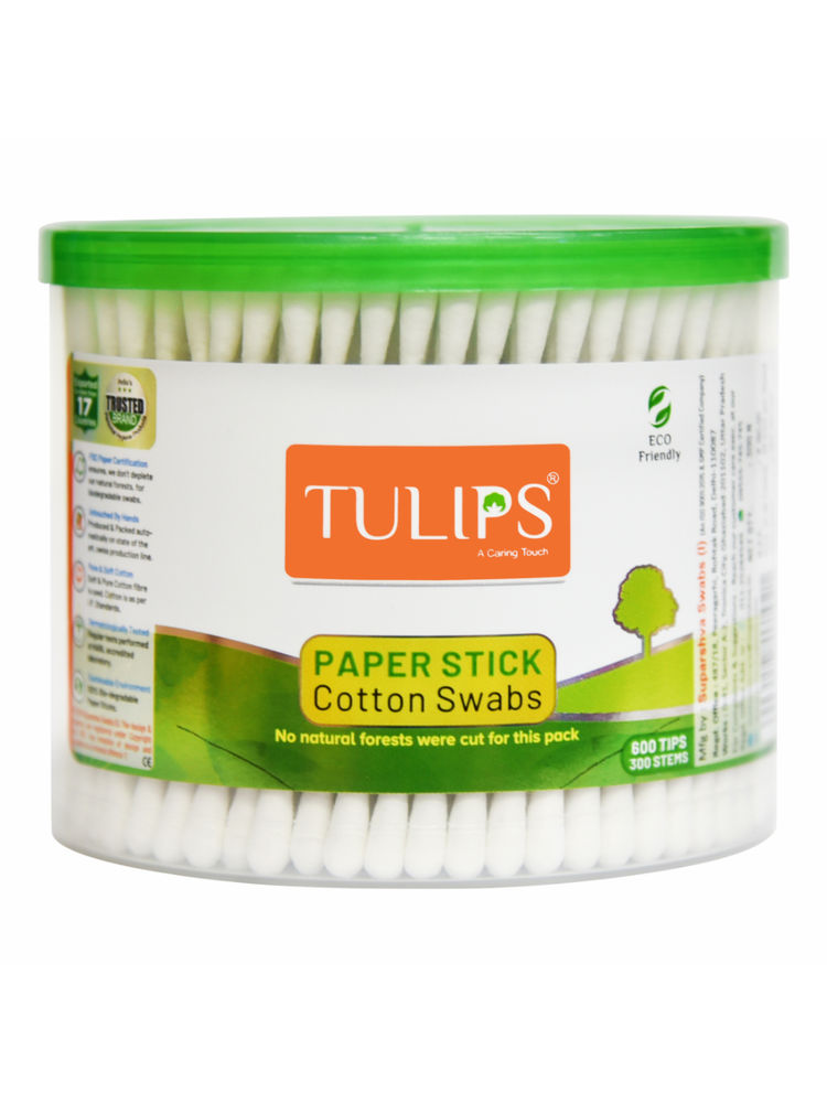 Tulips Cotton Ear Buds/ Swabs with White Paper Stick Jar (300/ 600 Tips in a Jar)-picture-47