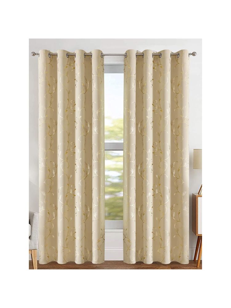 Urban Space Blackout Curtain for Window 5 ft with Eyelets and Tieback 1 Piece-Beige-picture-22