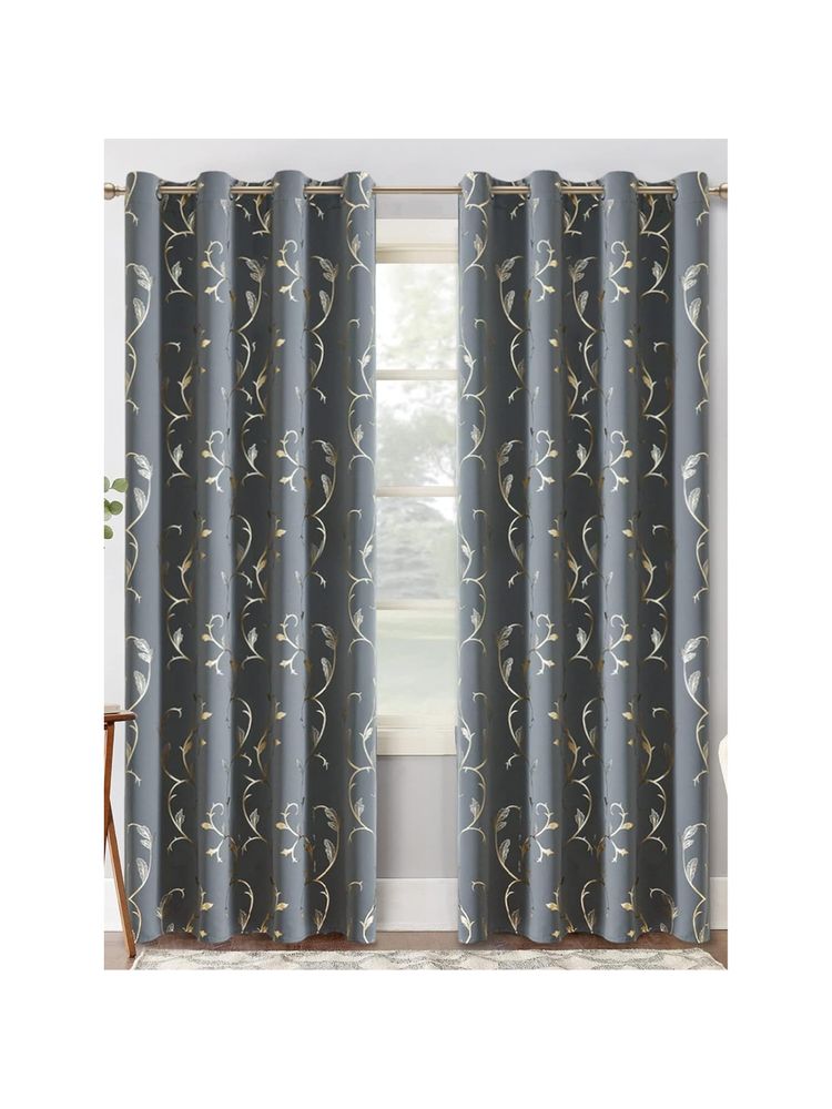 Urban Space Blackout Curtain for Window 5 ft with Eyelets and Tieback 1 Piece-Grey-picture-43