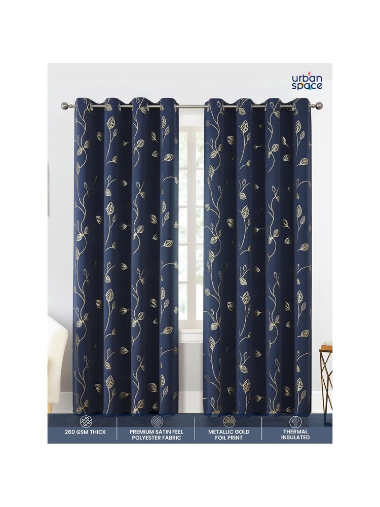 Urban Space Blackout Curtain for Window 5 ft with Eyelets and Tieback 1 Piece-Navy-image-8