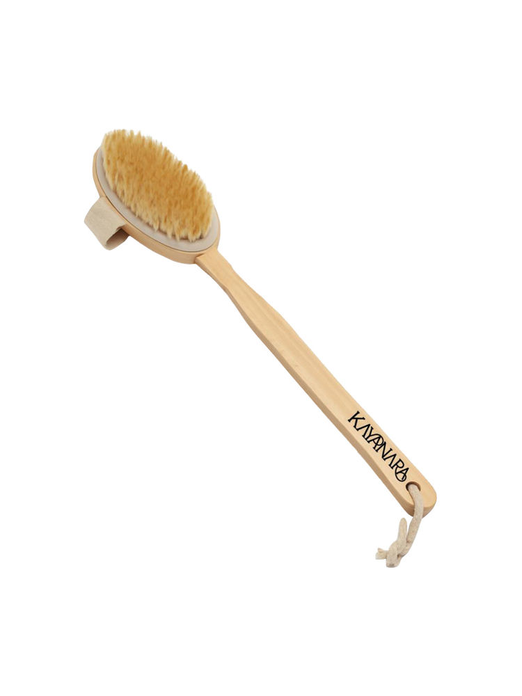 Kayanara 2-In-1 Exfoliating Dry Skin Body Brush With Removable Wooden Handle For Smooth Skin