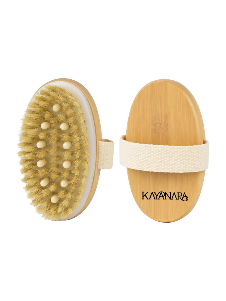 Kayanara Natural Bristle Dry Brushing Body Brush With Massage Nodes For Cellulite & Glow Boost