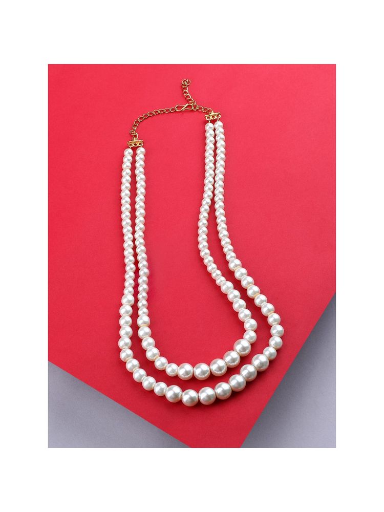 Zaveri Pearls Gold Tone Fusion Wear Layered Pearls Necklace-ZPFK10426