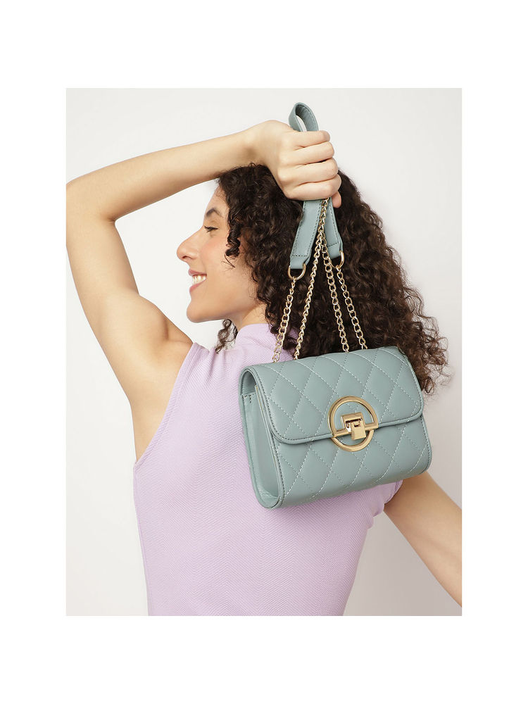 fastrack accessories Fastrack Mint Green Trendy Quilted Chic Sling Bag (S)-picture-11