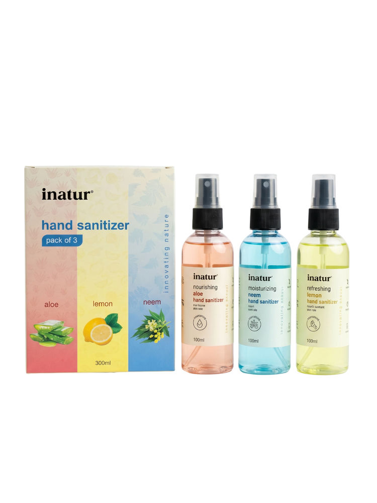 Inatur Daily Hygiene Hand Sanitizer Spray Trio Lemon Aloe Neem 99.9% Germ Defense-picture-26