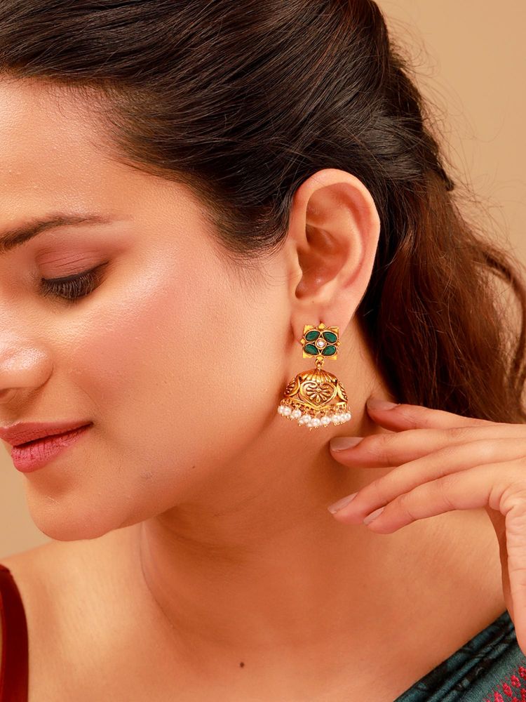Voylla Pillars Of Time Peacock Jhumkas-picture-7