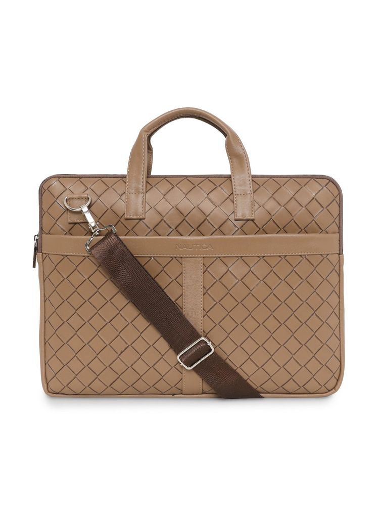 nautica accessories Nautica Beige PU Laptop Bag with Detachable Strap-picture-32