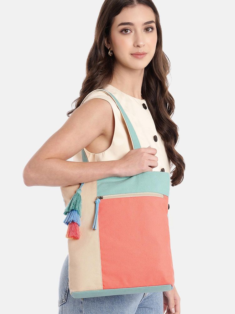 Anekaant Hue Pastel Multi-Color Cotton Canvas Colorblock Handbag-picture-19