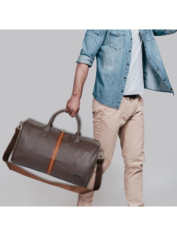 kenneth cole accessories Kenneth Cole Unisex Durable PU Travel Duffle Bag with Detachable Strap - Brown-picture-26