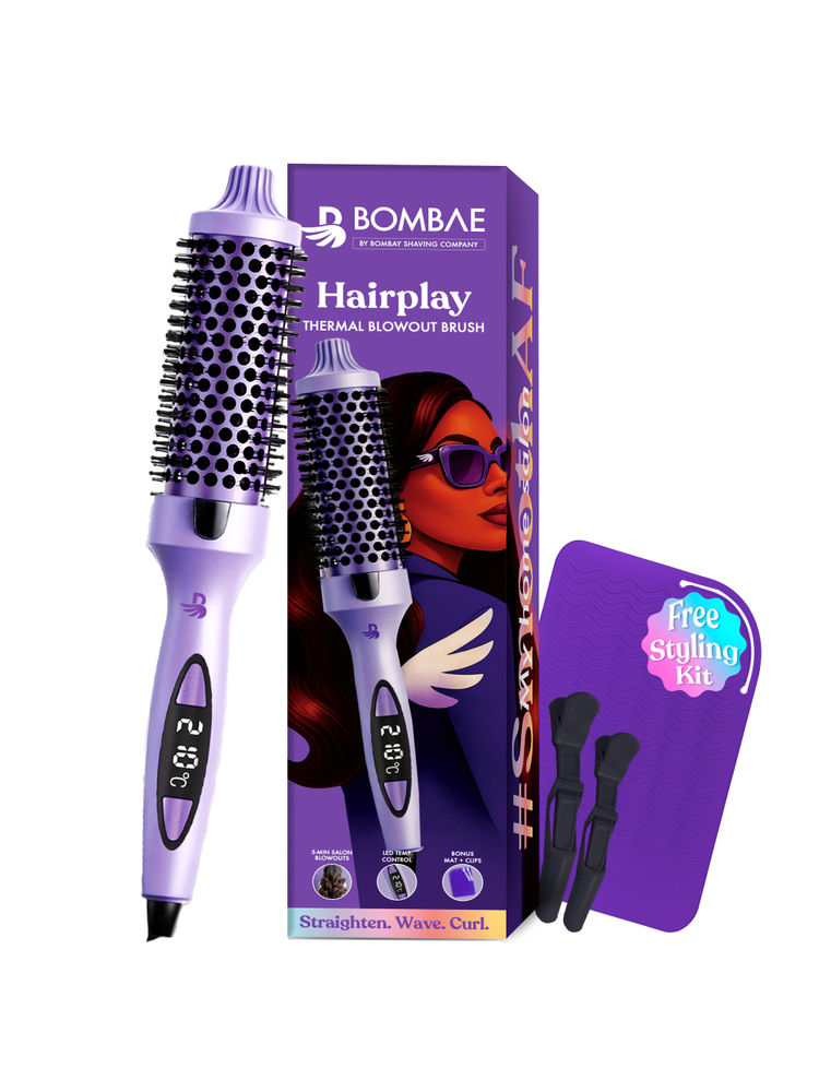 Bombae 3 In 1 Thermal Blowout Round Brush - Volumiser + Straightener + Curler