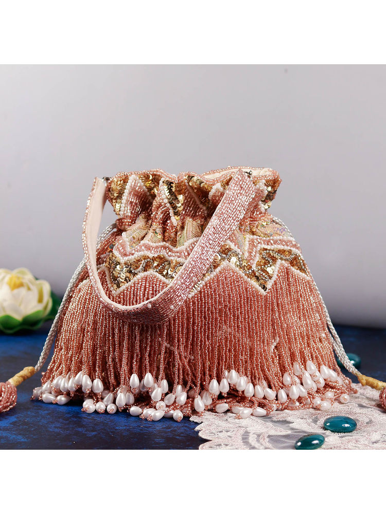 THE TAN CLAN Asmi Pink Potli Bag with Handle