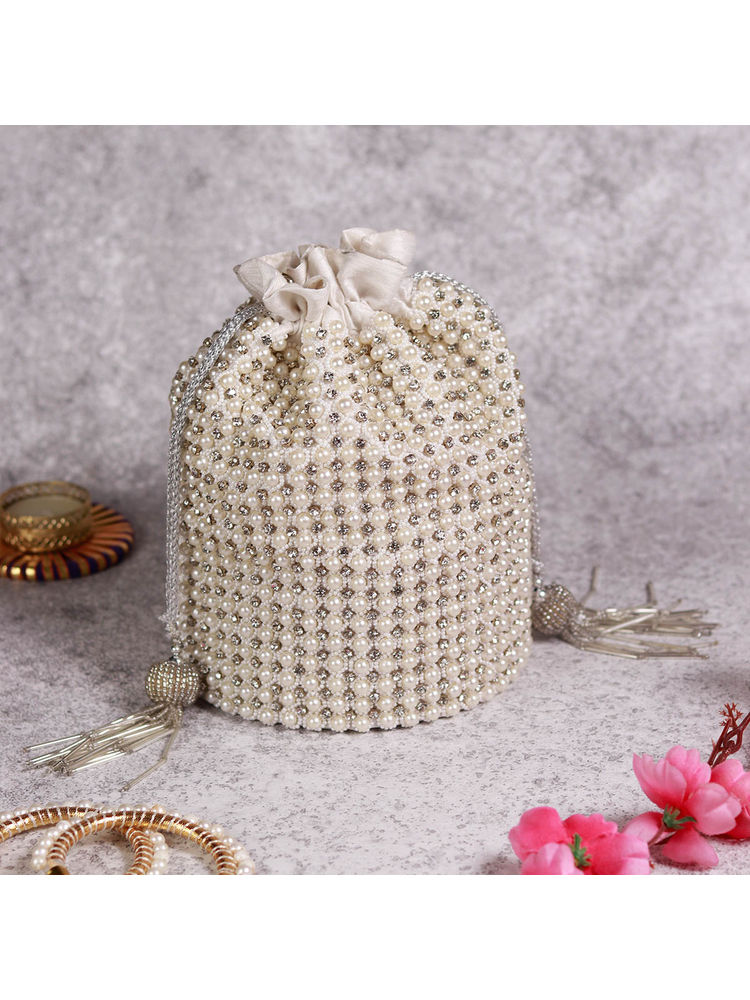 THE TAN CLAN Chhaya White Potli Bag with Handle-image-39