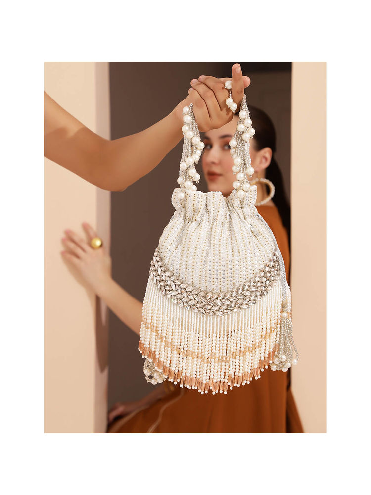 THE TAN CLAN Jalsa White Potli Bag with Handle-picture-29