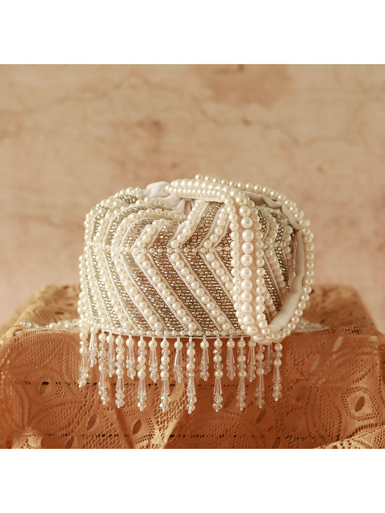 THE TAN CLAN Petite Sequined Mini Potli with Glass Bead Hangings-picture-15