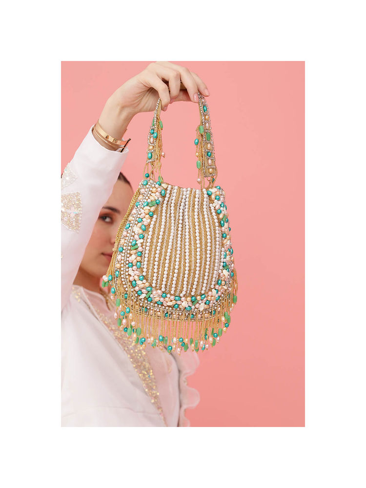 THE TAN CLAN Sona Multi-Color Potli Bag with Handle