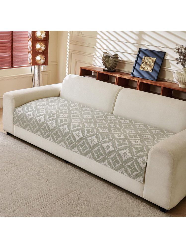 House of Quirk Two Seater Grey Chenille Jacquard Sofa Slipcover Soft Furniture Protector-image-20