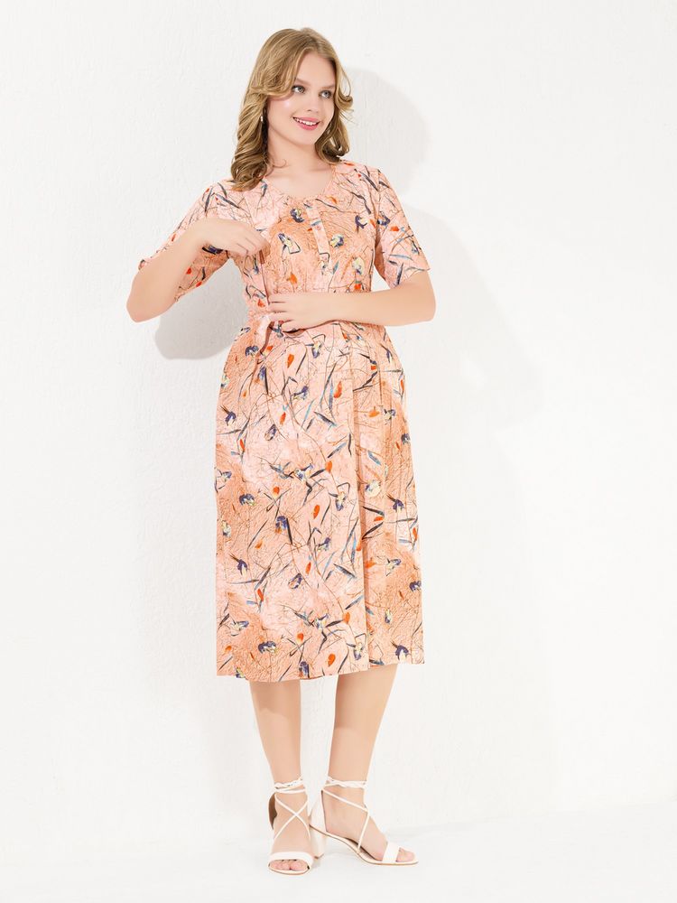 Quira Knee-Length Long Orange Maternity Dress-picture-14