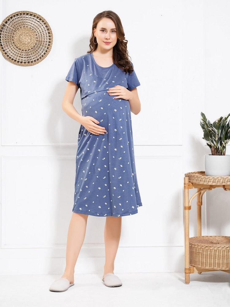 Quira Short Blue Maternity Dress-picture-19