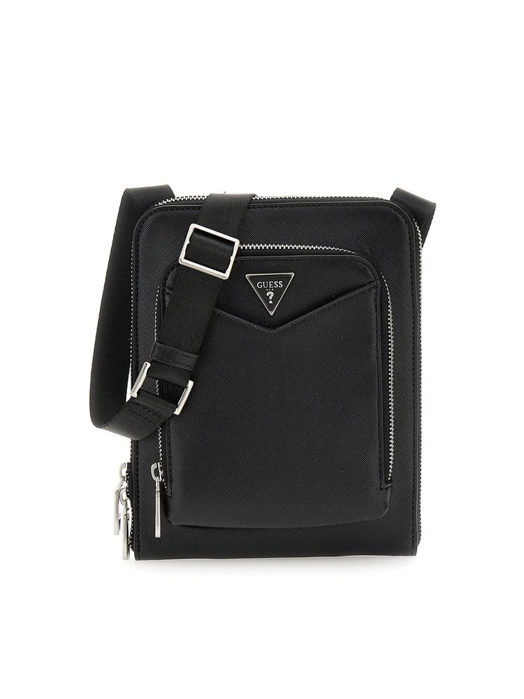 Guess Siena Flat Black Solid Sling Bag-image-42