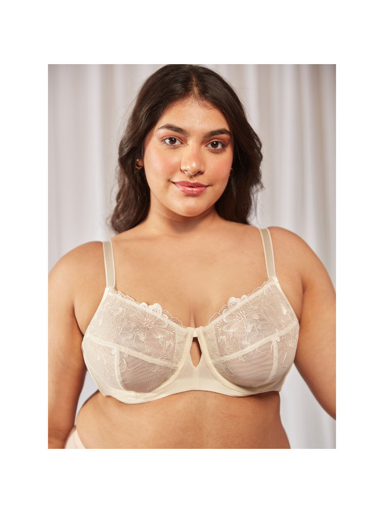 Nykd by Nykaa Floral Mesh Underwired Non-padded Lace Bra - Nyb221 White-picture-19