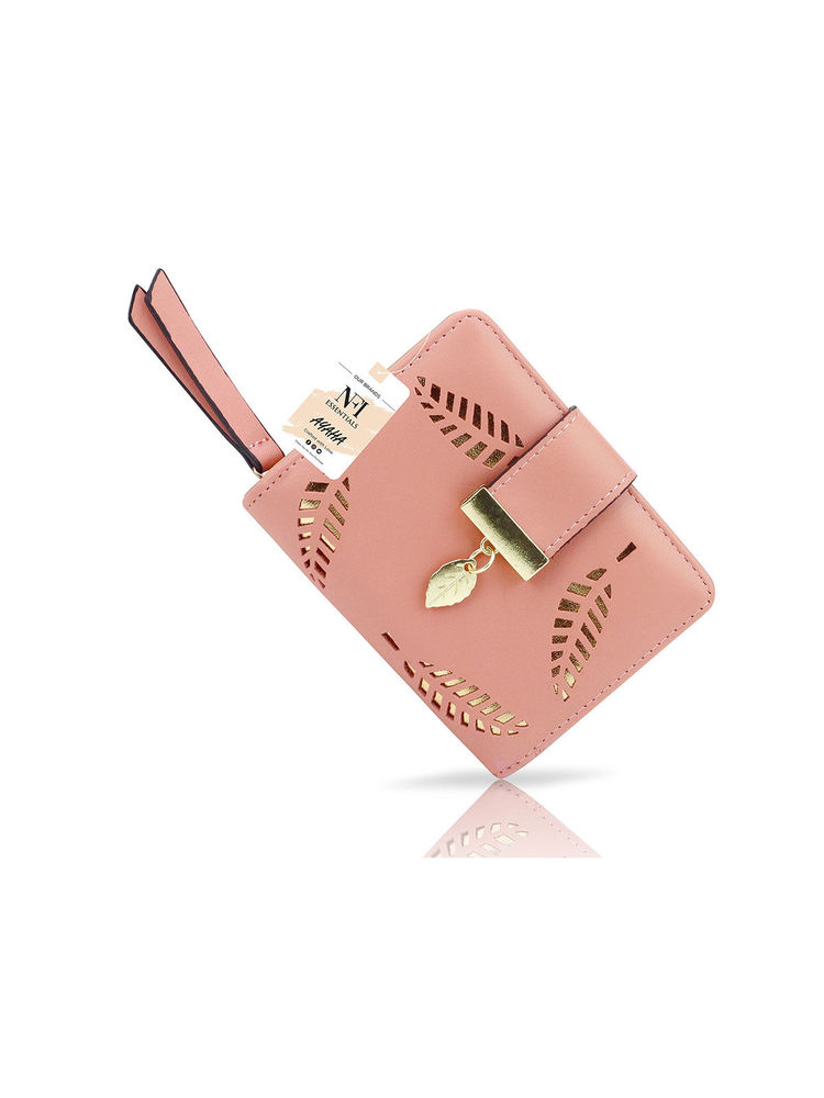 NFI Essentials Pu Leather Women's Mini Clutch Wallet|leaf Bi-fold Card Holder|purse Clutch Wallet