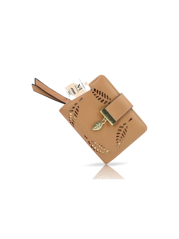 NFI Essentials Pu Leather Women's Mini Clutch Wallet|leaf Bi-fold Card Holder|purse Clutch Wallet