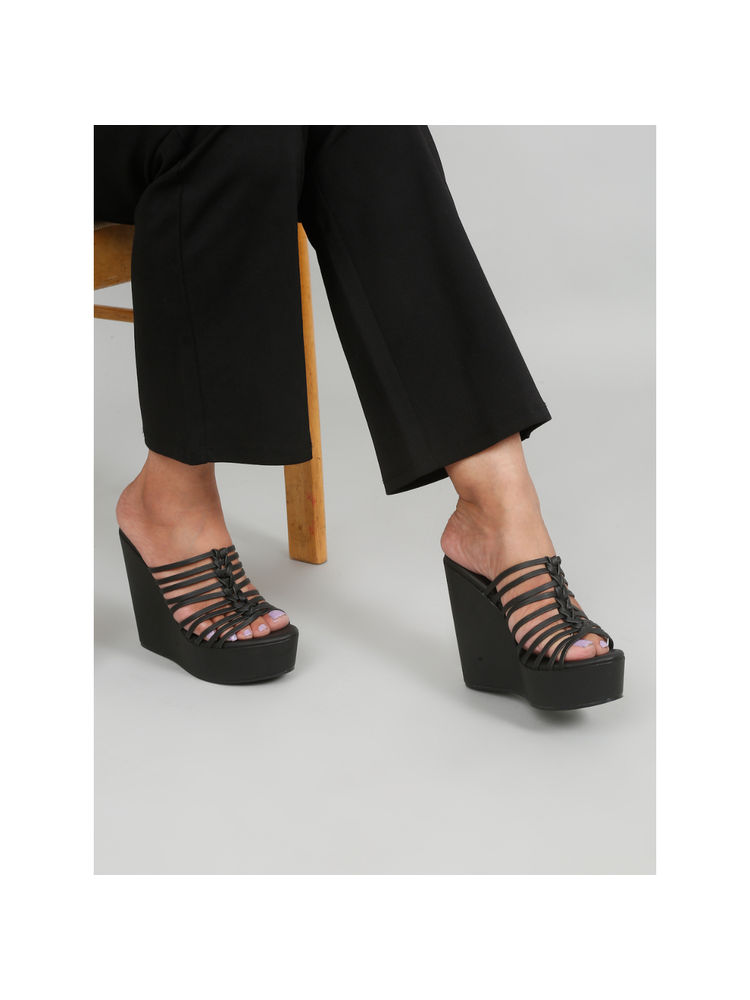 Flat n Heels Women Casual Wedges Black-picture-7