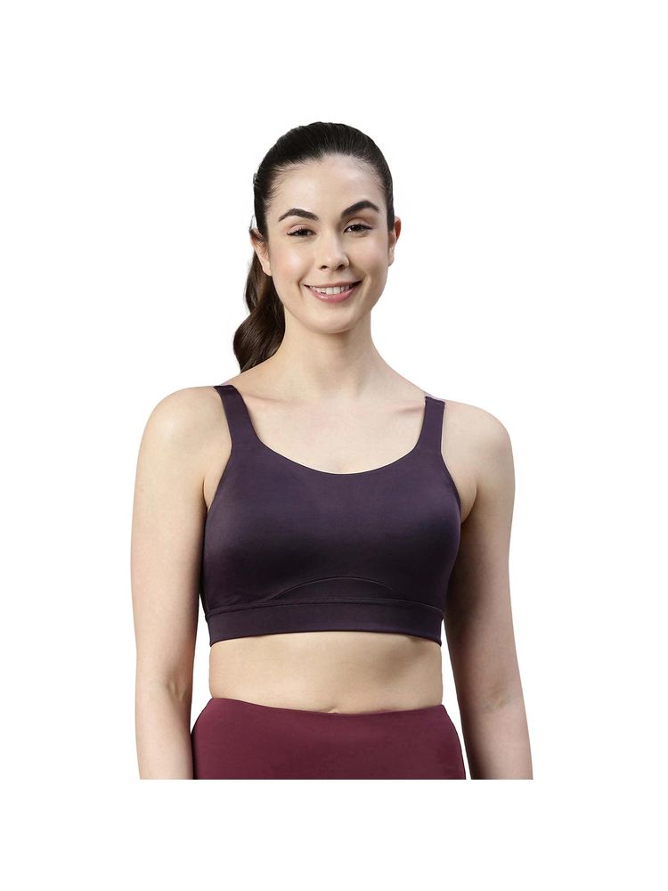 Enamor Sb18 Padded Wirefree Full Coverage High Impact Sports Bra-night Shade Blue