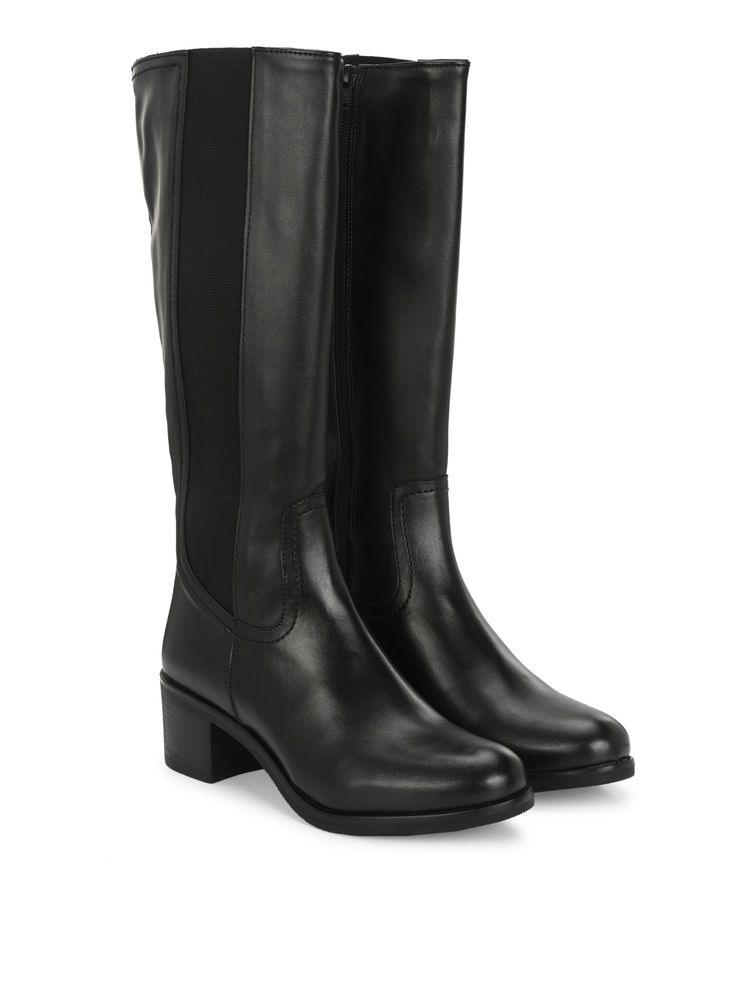 Delize Womens Solid Black Knee Boots-picture-27