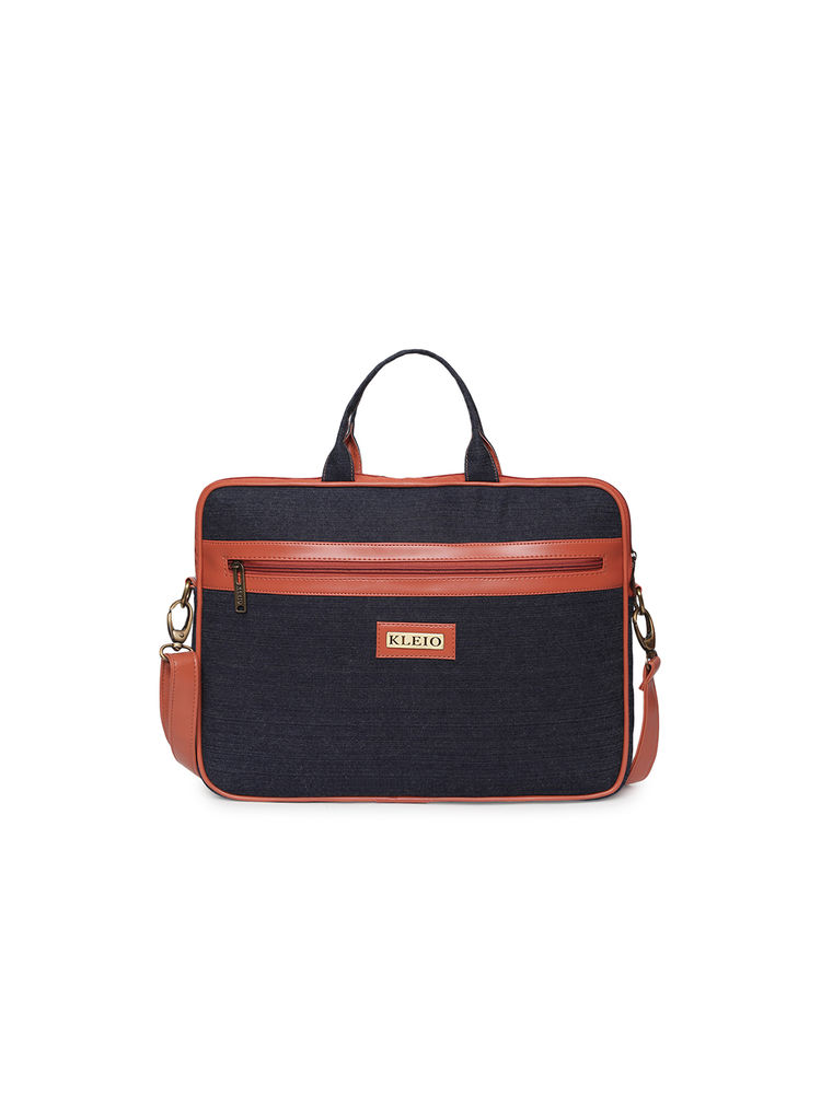 KLEIO Jaquard Tan & Blue Laptop Handbag (HO3004KL-BU)-image-39