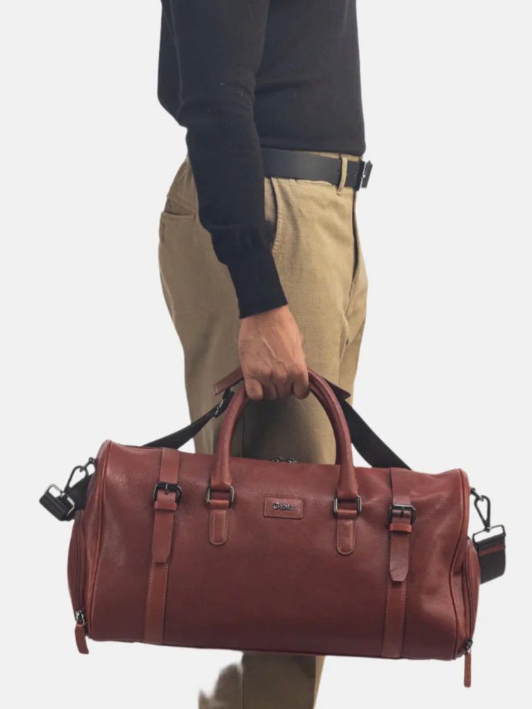 Gioia Louis Holdall Duffle Bag with Detachable Strap Brown-picture-39