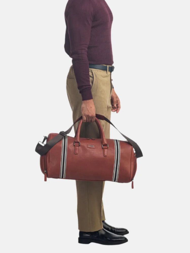 Gioia Louis-R Holdall Duffle Bag with Detachable Strap Brown-image-14