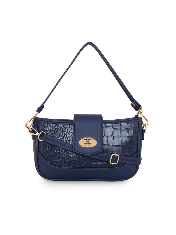 ESBEDA Navy Blue Color Croco Texture Crossbody Medium Sling Bag For Women-picture-15