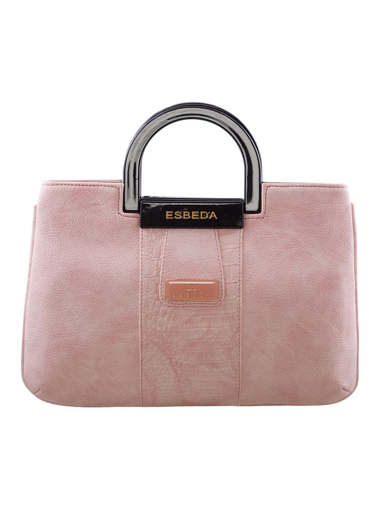 ESBEDA Light Pink Color Dry Milk Croco Texture Medium Handbag For Women-picture-11