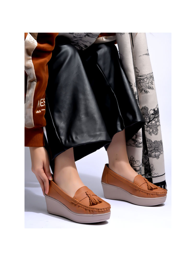 Shoetopia Women Smart Casual Tan Loafers-image-41