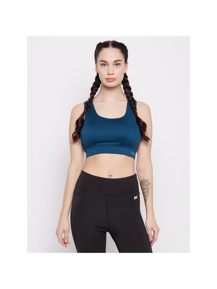 Clovia Medium Impact Padded Racerback Sports Bra in Navy-picture-18