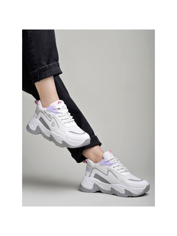 Shoetopia Daily Wear White Casual Sneakers for Women