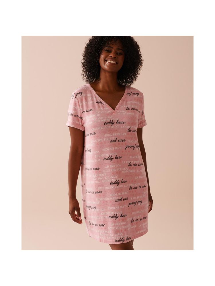 La Vie En Rose Heart and Letter Print Recycled Fibers Sleepshirt-image-14