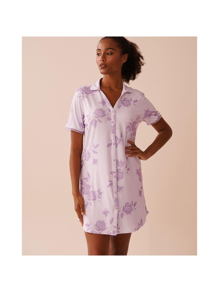 La Vie En Rose Lilac Rose Print Super Soft Sleepshirt-picture-33