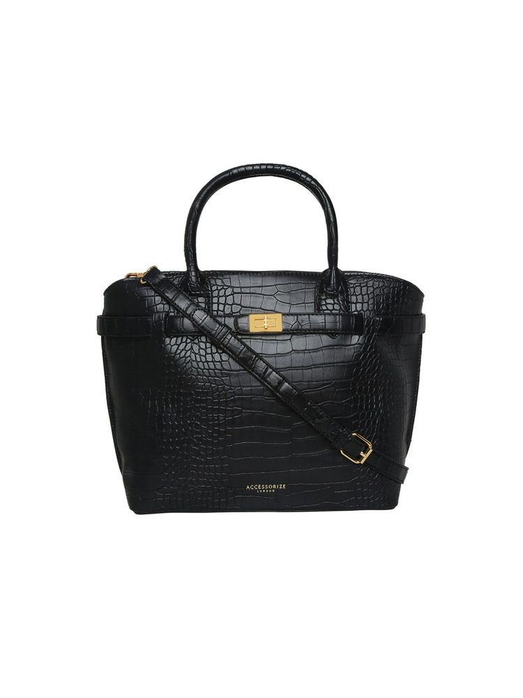 Accessorize London Women'S Faux Leather Black Rosaline Hand Bag-picture-13
