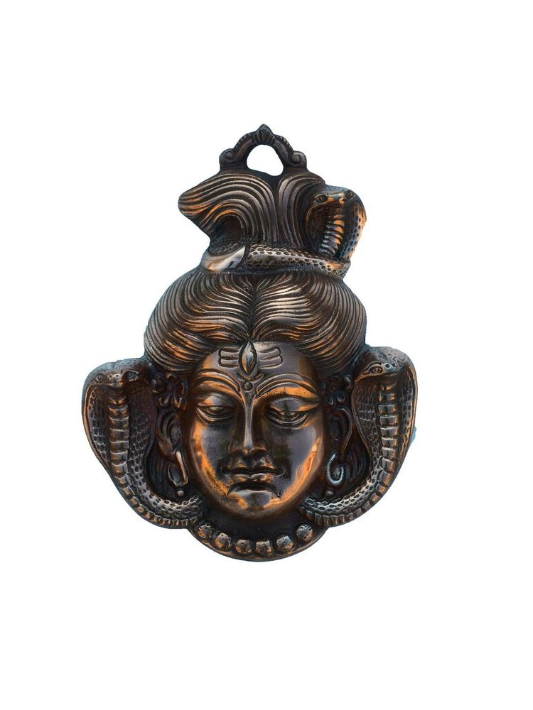 eCraftIndia Brown Metal Handcrafted Lord Shiva Face Wall Hanging Decorative Showpiece-image-31