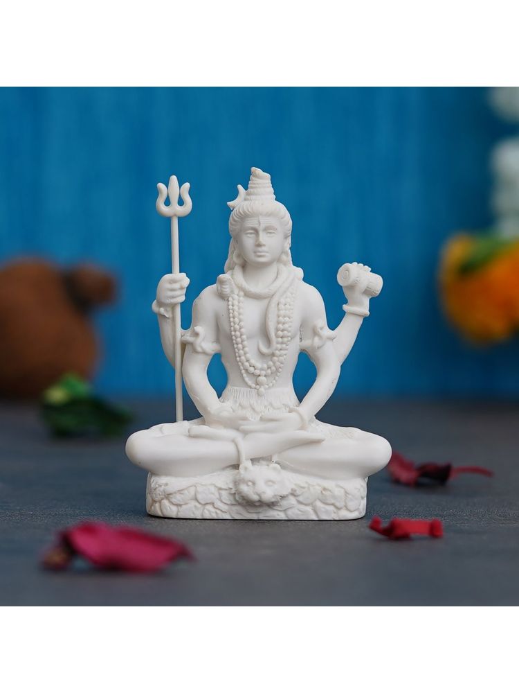 eCraftIndia White Polyresin Lord Shiva Statue