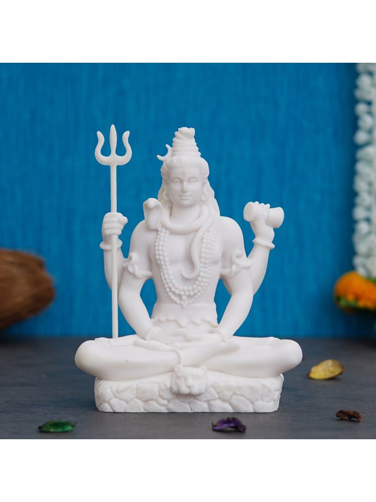 eCraftIndia White Polyresin Lord Shiva with Trishul Statue-image-44