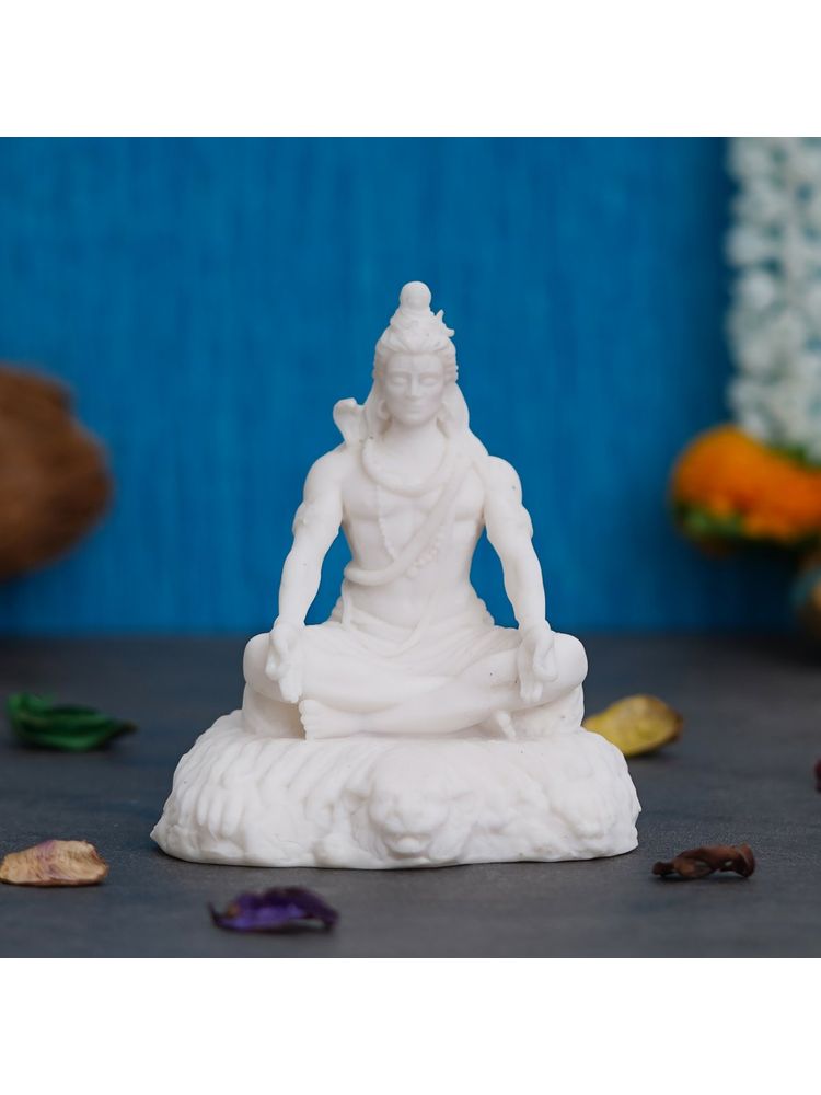 eCraftIndia White Polyresin Lord Shiva Sitting Statue-picture-34