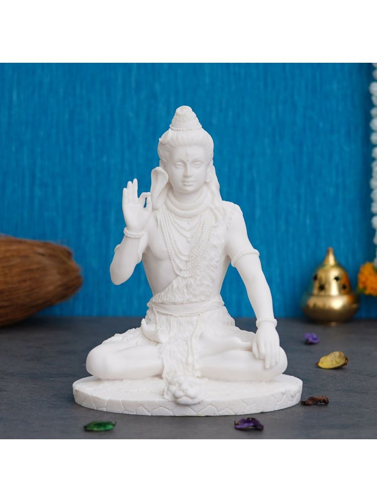 eCraftIndia White Polyresin Blessing Lord Shiva Statue-picture-11