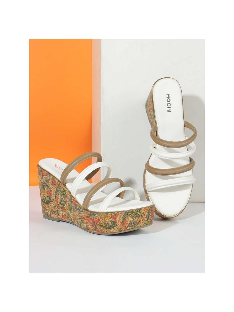 Mochi Women White Open Toe Casual Wedges-picture-12