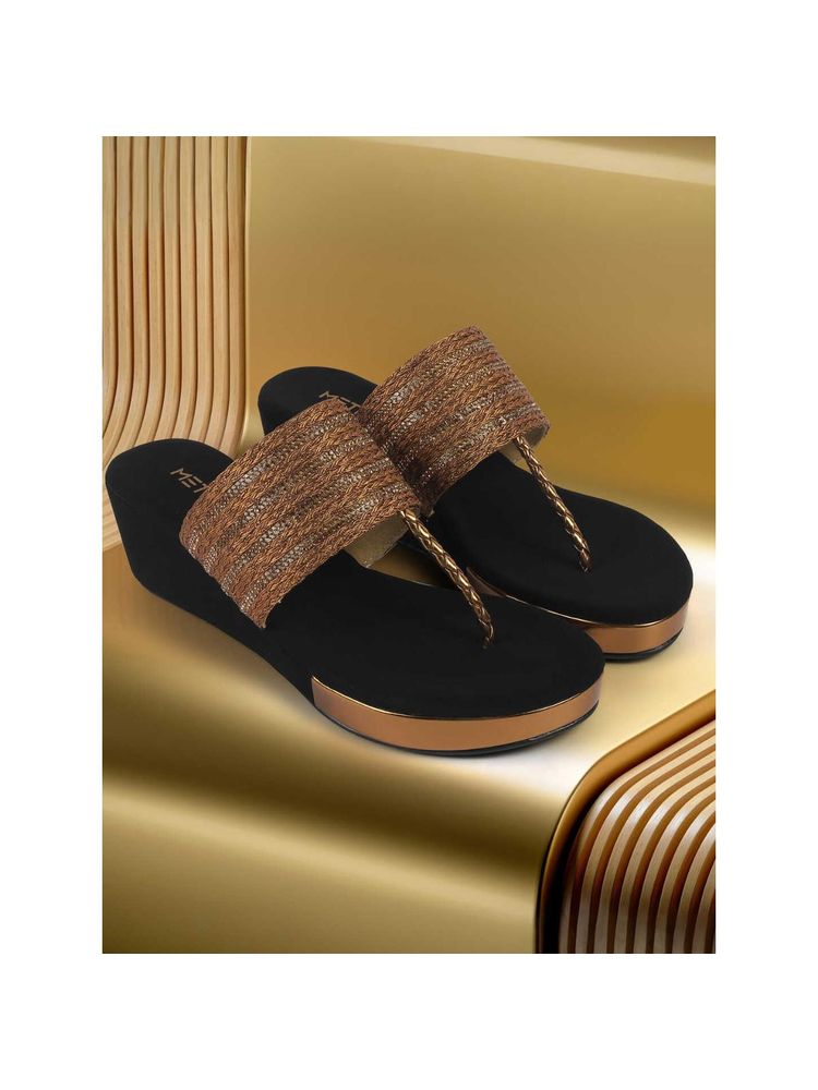Metro Women Antique Gold Open Toe Casual Sandals-picture-40