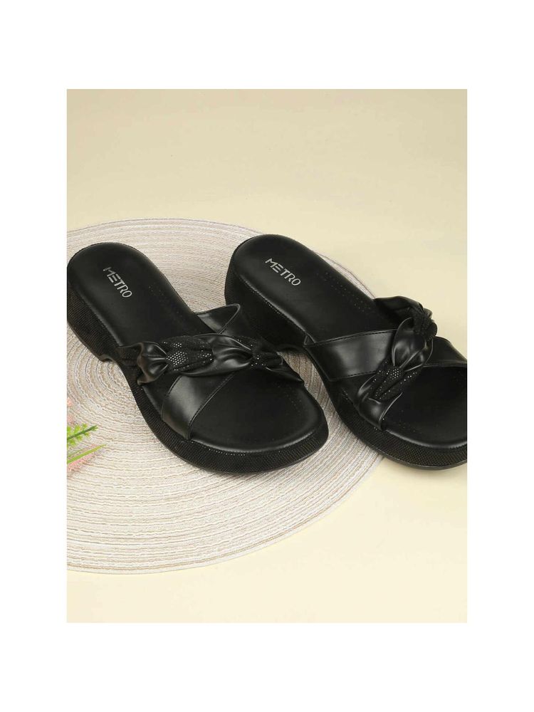Metro Women Black Open Toe Casual Sandal Heels-picture-10