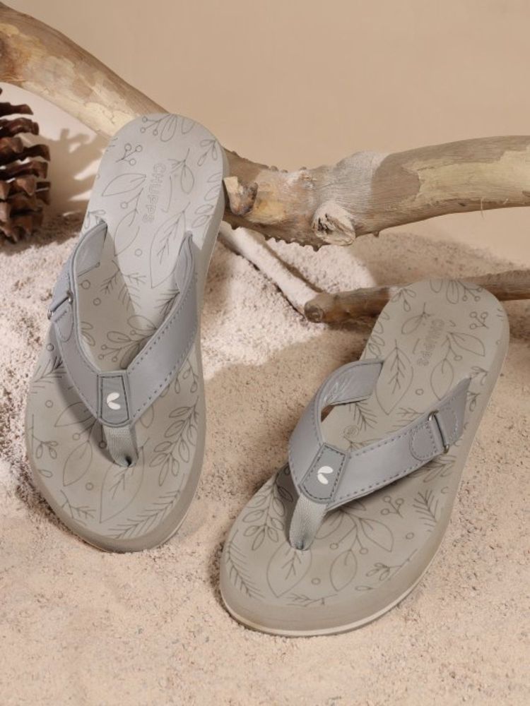 Chupps Womens Spring Grey Casual Flipflops-image-7